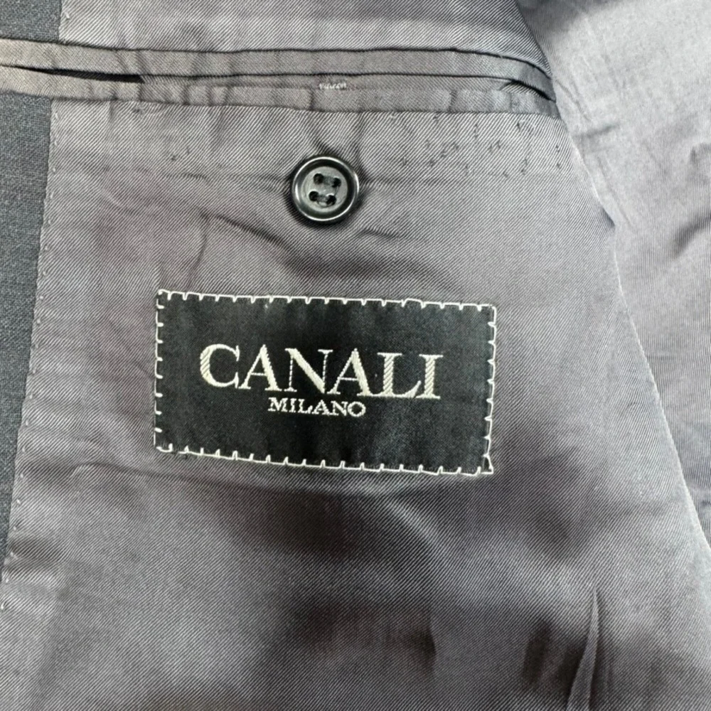 Canali Blazer Mens 54 (US44) Charcoal Grey Loro Piana Wool Pinstripe Suit Jacket